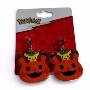 Pokemon Pikachu Pumpkin Statement Earrings Bioworld Halloween Orange 30751991